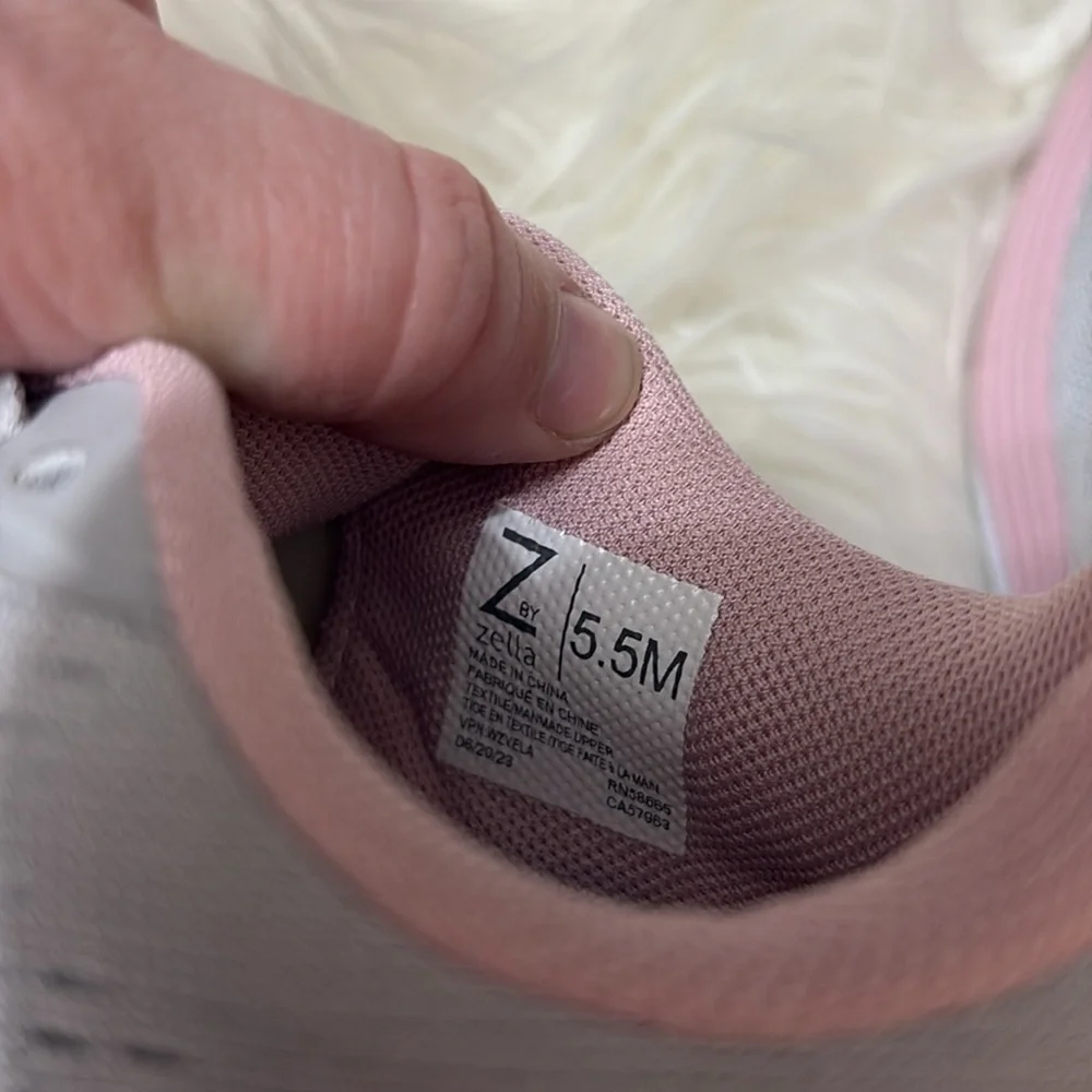 Z By Zella Light Grey Pink White Sneakers Size 5.5